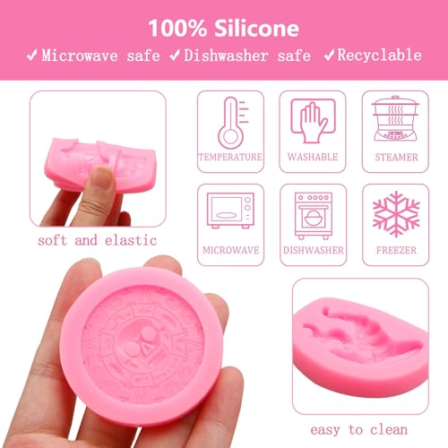 Pirate Silicone Mold Set for Halloween Crafts, 4 Pieces - Pink