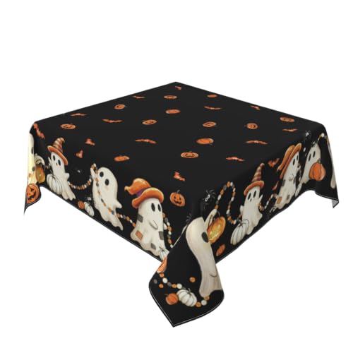 Cute Ghost Halloween Square Tablecloth 54x54 Inch Water-Resistant Washable Fabric