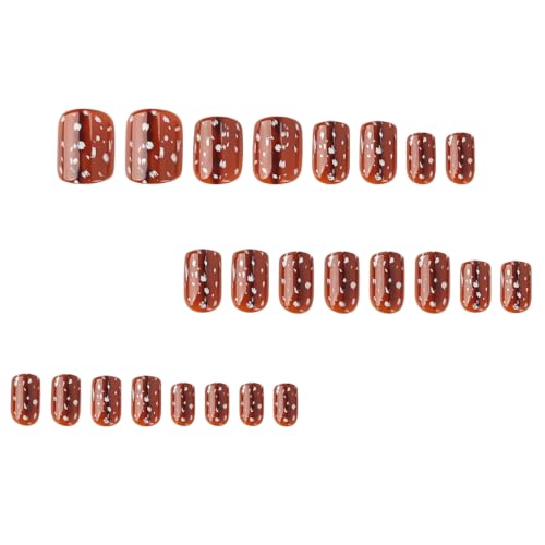 Fall Press on Nails Short Square with Reindeer Print - 24 Pack - Style-24