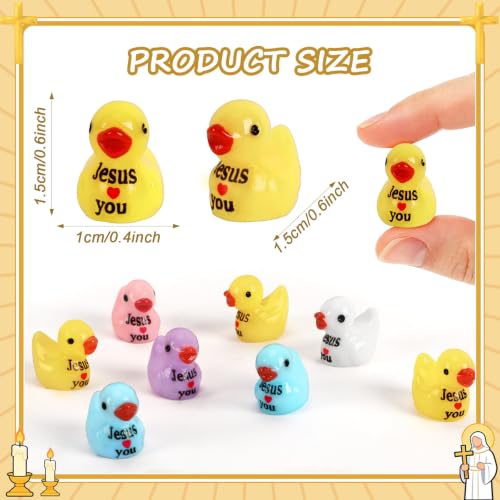 Mini Jesus Resin Ducks - Jesus Loves You Style, 80 Pack Faith Symbols