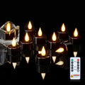 Black 12-Pack Flameless Timer Remote 3D Wick Tealights Candles - Amagic