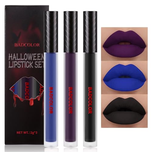 Matte Liquid Lipstick Set - Black Blue Purple Velvets - Long Lasting Waterproof