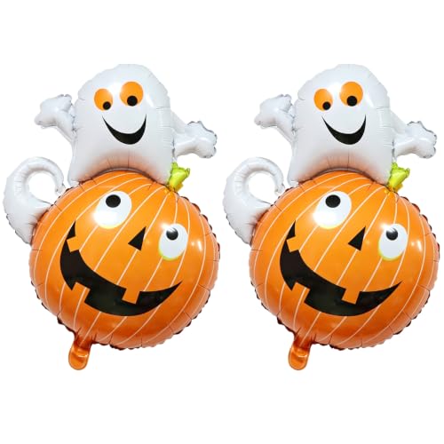Halloween Ghost Pumpkin Foil Balloons Set - Ghost Pumpkin Variation, 2pcs
