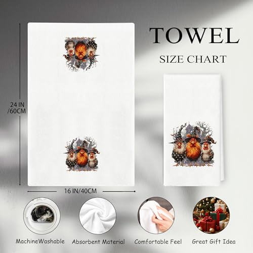 Rooster Halloween Kitchen Towels - Chicken Rooster Decor, White, 16x24 Inch
