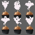 Ercadio White 25 Pack Ghost Cupcake Toppers Glitter Halloween Baby Ghost Decorations