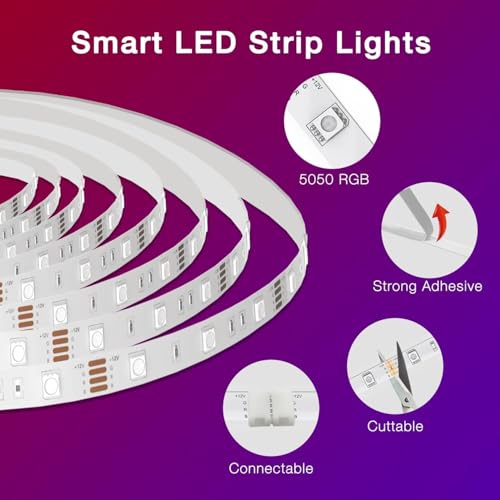 200 Ft Smart WiFi LED Strip Lights RGB Color Changing with Voice Control