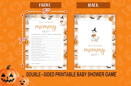 Gender Reveal Who Knows Mommy Best Halloween Baby Shower Game Set - Halloween Goose Variation