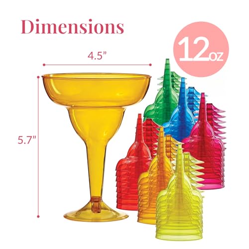48 Count Multicolor Disposable Margarita Glasses 12 oz Large Party Cups