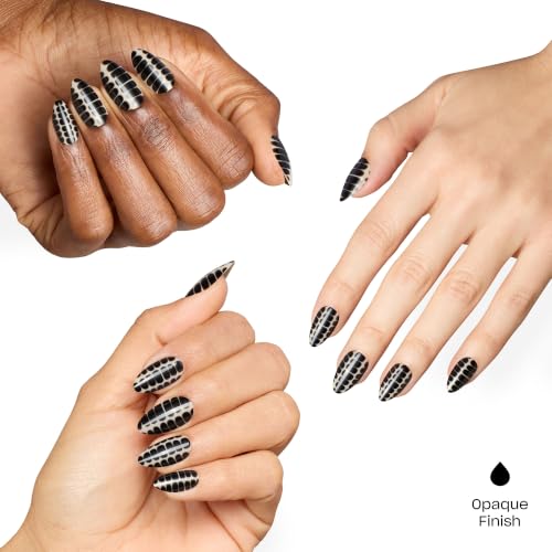 Short Almond Press-On Nails with Adhesive Tabs - Hiss & Tell Variation, 30 Count