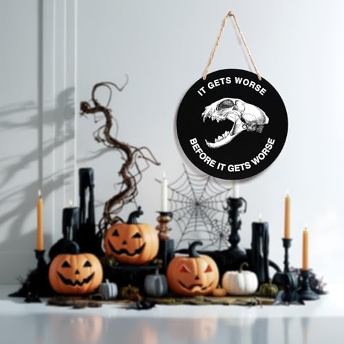 Gothic Skeleton Wood Sign Decor - Halloween Wall Art for Front Door - Variation Gothic22