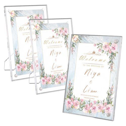 3 Pack Acrylic Picture Frames 4x6 with Stand - Modern Photo Display
