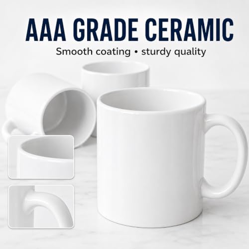 36 Pack 11oz White Ceramic Sublimation Mugs - Heat Press Ready, Dishwasher & Microwave Safe