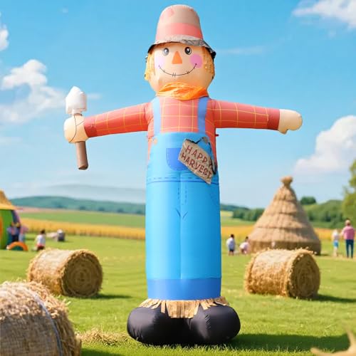 12FT Inflatable Scarecrow Yard Decor with LED Lights for Fall Halloween Thanksgiving