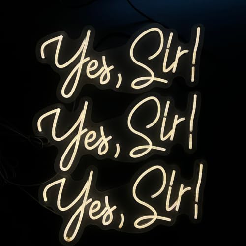 Yes Sir Neon Sign Motivational Quote LED Wall Decor - Warm White, 17.5 x 7.8 Inches - Variation: Yes Sir Warm White