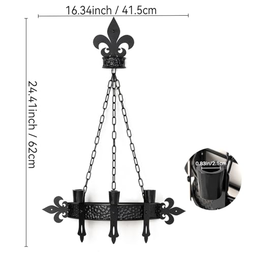 Black Gothic Candle Sconce Wall Decor with 3 Taper Candle Holders