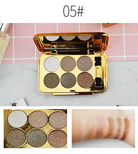 Sparkle Eyeshadow Palette #05 - 6 Glitter Neutral Colors Waterproof & Long Lasting