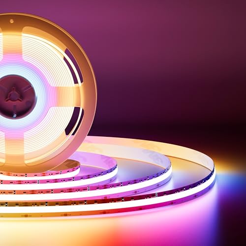 24ft RGB Smart IC COB LED Strip Light - Addressable Multicolor Tape - Chasing Color, Flexible, 720 LEDs/m, Without Controller & Adapter