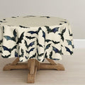 Horaldaily Halloween Round Tablecloth 90 x 90 Inch Black Bats - Beige Variation