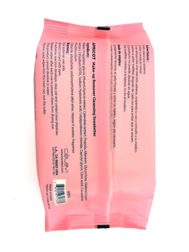 Celavi Apricot Makeup Remover Wipes 2-Pack - 60 Pre-Moistened Face Towelettes