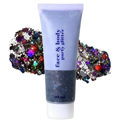 Black Glitter Gel for Face Body Hair Nails - Holographic Mermaid Sequins & Waterproof, Variation: Black