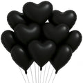 Matte Black Heart Foil Balloons - 18 Inch Party Decorations for Birthdays Weddings Halloween Valentine's
