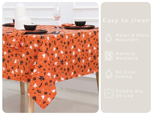 Halloween Spooky Tablecloth 60x104 in Haunted House Design - PurpleEssences