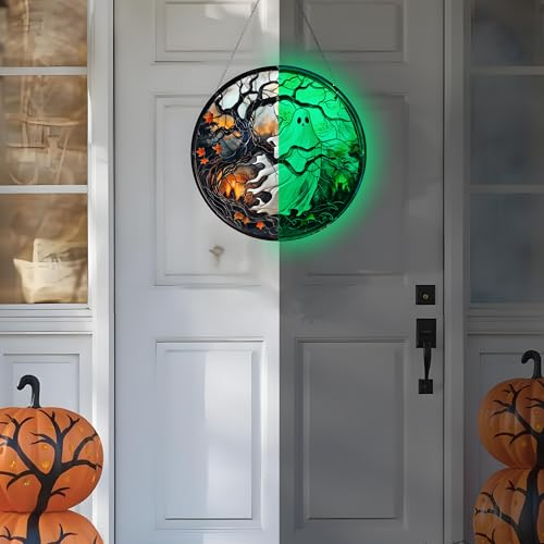Halloween Ghost Decorations Indoor Outdoor Acrylic Wreath - Ghost Variation