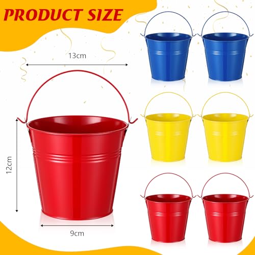 Hero Themed Party Table Decorations Mini Buckets with Raffia Set