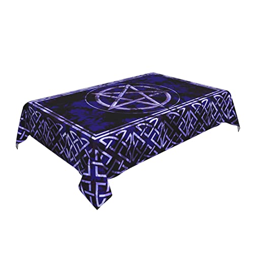 Wicca Pentagram Waterproof Picnic Tablecloth - 54x72 Inches, Black Variation