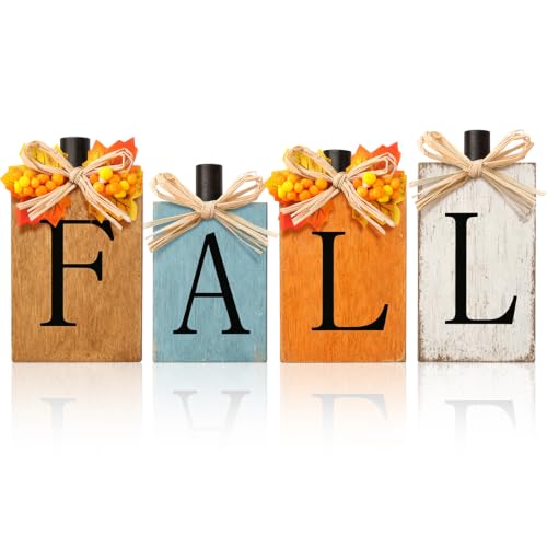 Wooden Fall Decor Set with Pumpkin Letters for Thanksgiving Home Table Centerpieces