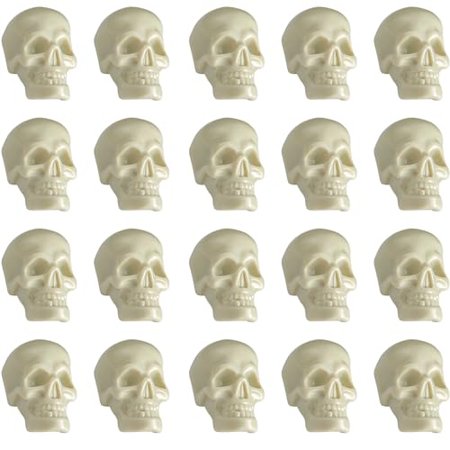 Halloween Skull Decorations - 20 Realistic Plastic Human Skeleton Heads 0.8 x 0.9 x 1.4 Inches - Variation of THIS listing