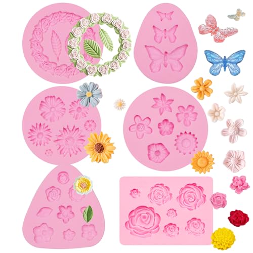 Butterfly & Flower Silicone Molds - 6 Pack for Cake, Cupcakes & Decorations - Variation of THIS listing