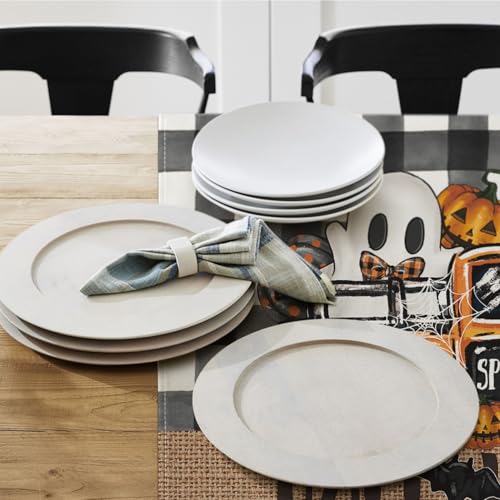 Ghost Truck Halloween Placemats - 24x36 Inch Rectangular Table Mats for Kitchen & Dining, Black & Beige