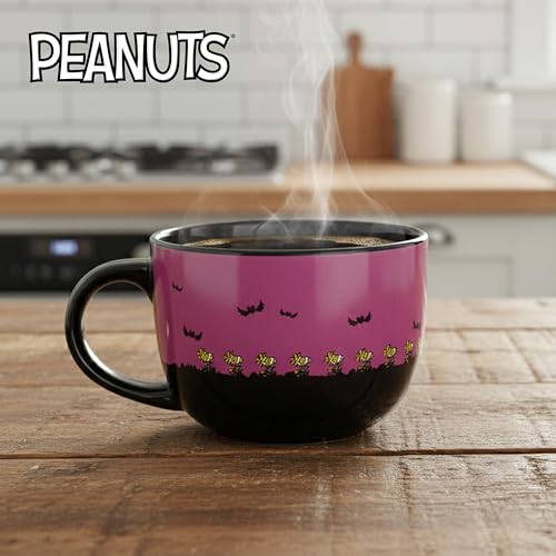 Peanuts Halloween Mummies Ceramic Soup Mug 24oz with Snoopy & Woodstock - Fall & Halloween Gift