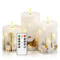 White Flameless Candles with Remote Control - Christmas LED Candle Set of 3