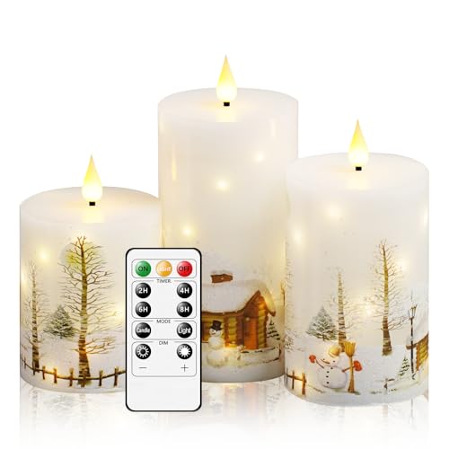 White Flameless Candles with Remote Control - Christmas LED Candle Set of 3