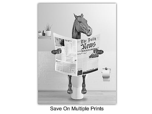 Funny Animal Bathroom Wall Art 8x10 Unframed Toilet Decor