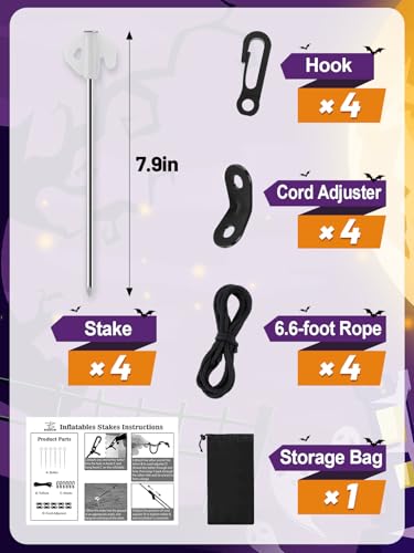 12 Pack Metal Inflatable Stakes for Halloween Decorations - 7.9 Inch