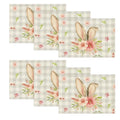 Easter Bunny Rabbit Ears Buffalo Plaid Placemats Set of 6 - 12x18 Inch Seasonal Table Decor Beige