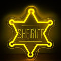Sheriff Badge Neon Sign Wall Decor for Kids Room & Man Cave - Western LED Light