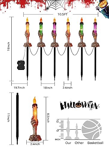 6 Pack Halloween Pathway Lights Lighted Candle Stakes Outdoor Yard Decor - Battery Operated
