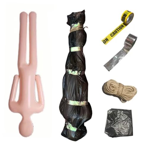 Halloween Inflatable Hanging Corpse Body Bag Set - Black Outdoor Indoor Decoration