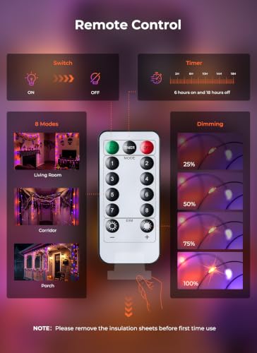 Halloween Fairy Lights Plug in 33ft 100LED Twinkle String Lights - Orange & Purple