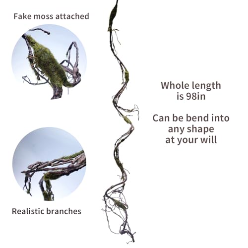 98-Inch Bendable Fake Tree Vine with Moss for Halloween & Holiday Decor