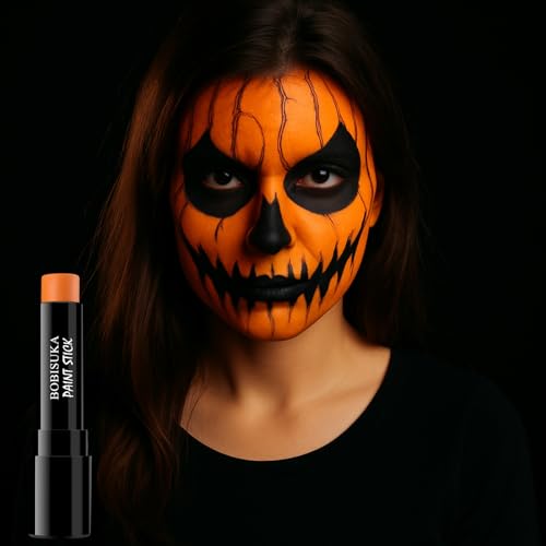 Orange Face Paint Stick - Creamy, Blendable, Sweatproof for Halloween & Cosplay - Tiger, Pumpkin, Fire Makeup