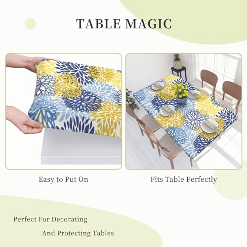Fiokroo Rectangle Tablecloth 48x30 Inches with Chrysanthemum Flowers - Waterproof & Wrinkle-Resistant Decor