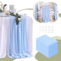 Blue Chiffon Table Runner Set - 10 Pieces 27x120 Inches for Wedding & Party Decor - Rustic Elegant Bridal Party Decorations - Variation of THIS listing