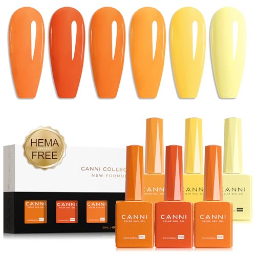 Gel Nail Polish Set - 9ml 6 Orange Shades with Fire Orange Variation