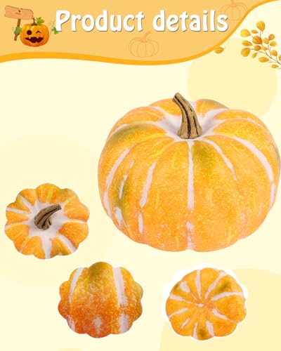 Round 12-Inch Large Artificial Pumpkin Fall Decor Foam Pumpkin