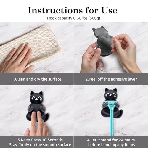 Cute Black Cat Silicone Razor Holder - Wall Mount Bathroom Shower Hook with Adhesive, Variation: Cat